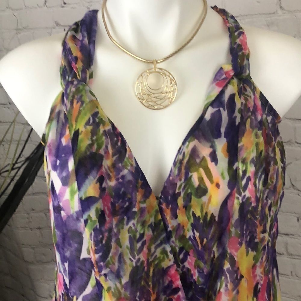 Cabi sheer floral halter top